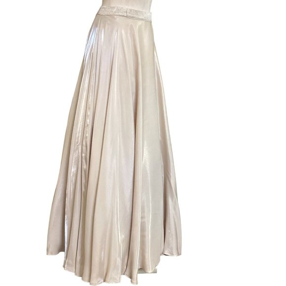 JS Collections Sz 10 Formal Shimmery Gold Full Long/Maxi Skirt Tulle Lined 23BX - Picture 2 of 7